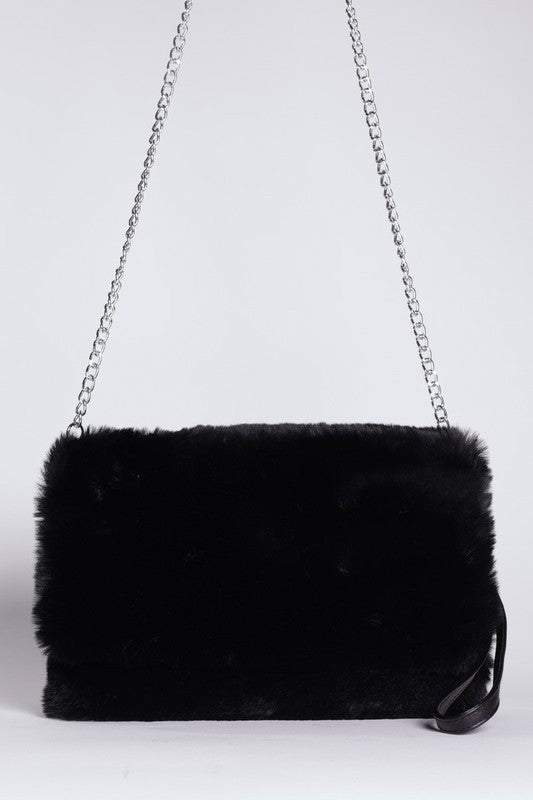 FAUX FUR SHOULDER CLUTCH PURSE