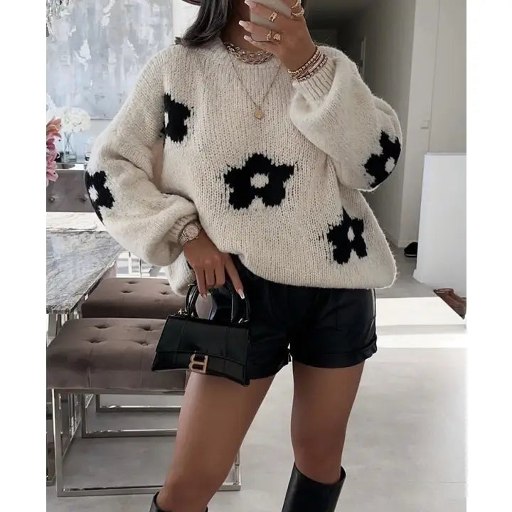 Heart Pattern Wool Knit Sweater